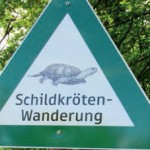 Hinweisschild zum Schutz der Tiere vor dem Überfahrenwerden bei der Querung von Straßen; Foto: Nationalpark Donau-Auen
